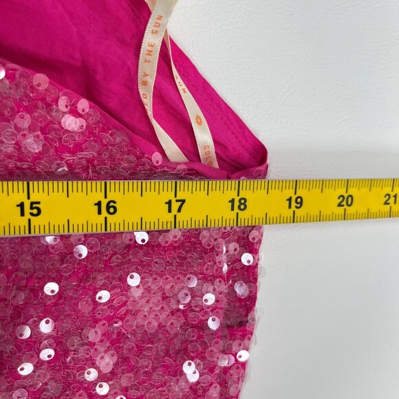 $450 NWT Farm Rio Pink Sequins Anthurium Flowers Slip Maxi Dress Size L - Picture 13 of 15